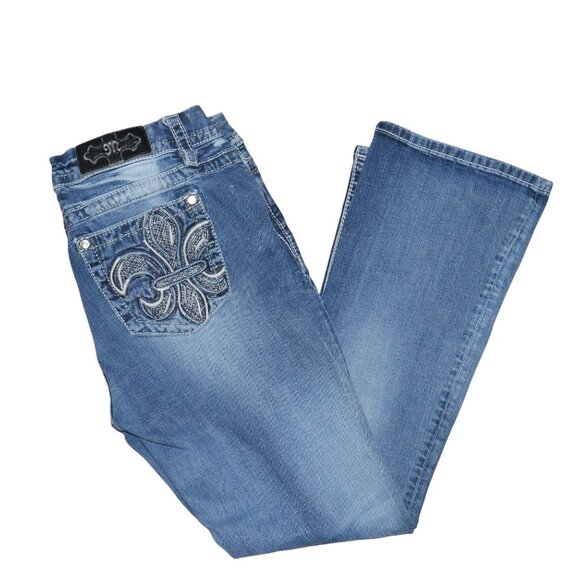 Miss Me Jeans Women’s 29/10 Easy Boot Bling Thick Stitch Western Blue Jeans - Picture 11 of 11
